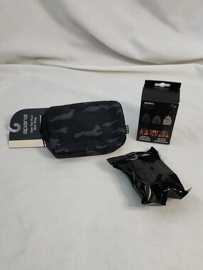 Apana Black Camo Waist Belt Bag w/ Loungefly "Godzilla" Series Mystery Bag Charm